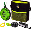 Ultimate Dog Training Treat Pouch with Poop Bag Dispenser, Pro Clicker, Collapsible Bowl & Reflective Strap - Black/Green
