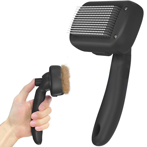 Ultimate Self-Cleaning Shedding Brush - Gentle Grooming Tool for Dogs, Cats, and Puppies - Effortless Deshedding for All Coat Types - Sleek Black Design