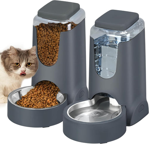 Smart Automatic Cat Feeder & Water Dispenser with Stainless Steel Bowls - Perfect for Small to Medium Pets!