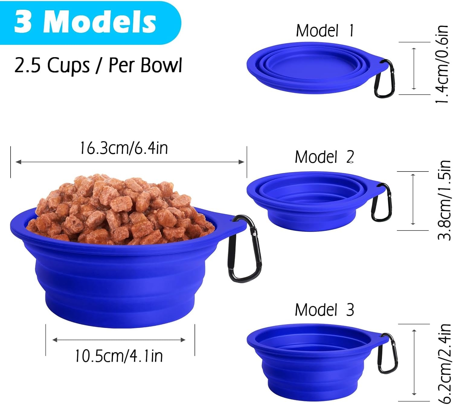 Versatile 2-Pack Collapsible Silicone Dog Bowls - Portable, BPA-Free Travel Dishes for Food and Water in Army Green and Blue