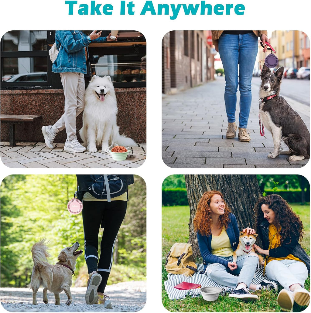 Versatile 2-Pack Collapsible Silicone Dog Bowls - Portable, BPA-Free Travel Dishes for Food and Water in Army Green and Blue