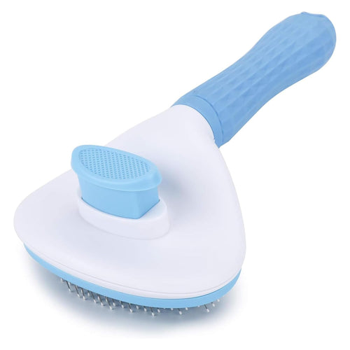 PETS-LAMB Self-Cleaning Grooming Brush for Dogs and Cats - Effortless Loose Hair Removal & Pet Massage Tool (Blue)